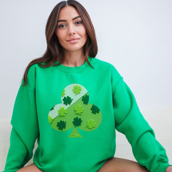 Irish Green Shamrock Sweatshirt for Saint Patrick Day Color Irish Green - Picture 6 of 8
